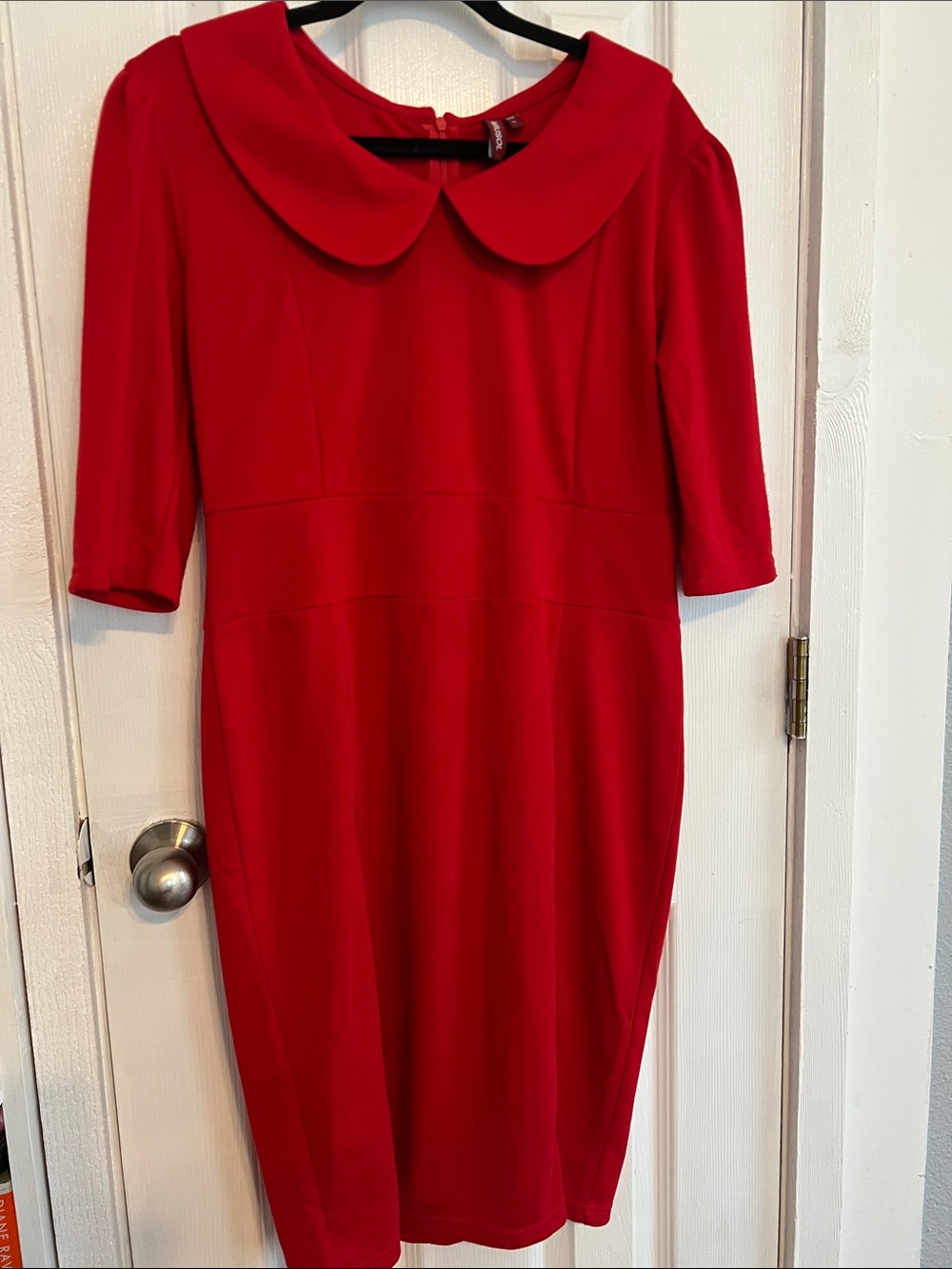 Miusol Red Peter Pan Collar Midi Dress